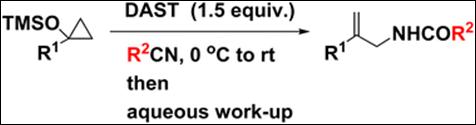 Graphical abstract: DAST-mediated ring-opening of cyclopropyl silyl ethers in nitriles: facile synthesis of allylic amides via a Ritter-type process